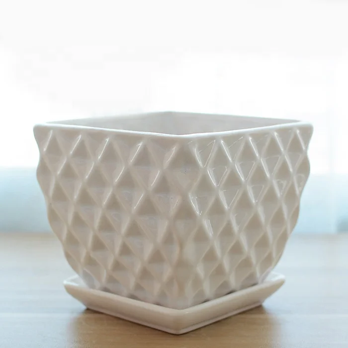 white ceramic indoor pots for succelent square pots for plants  wholesale ceramic pots white square planter
