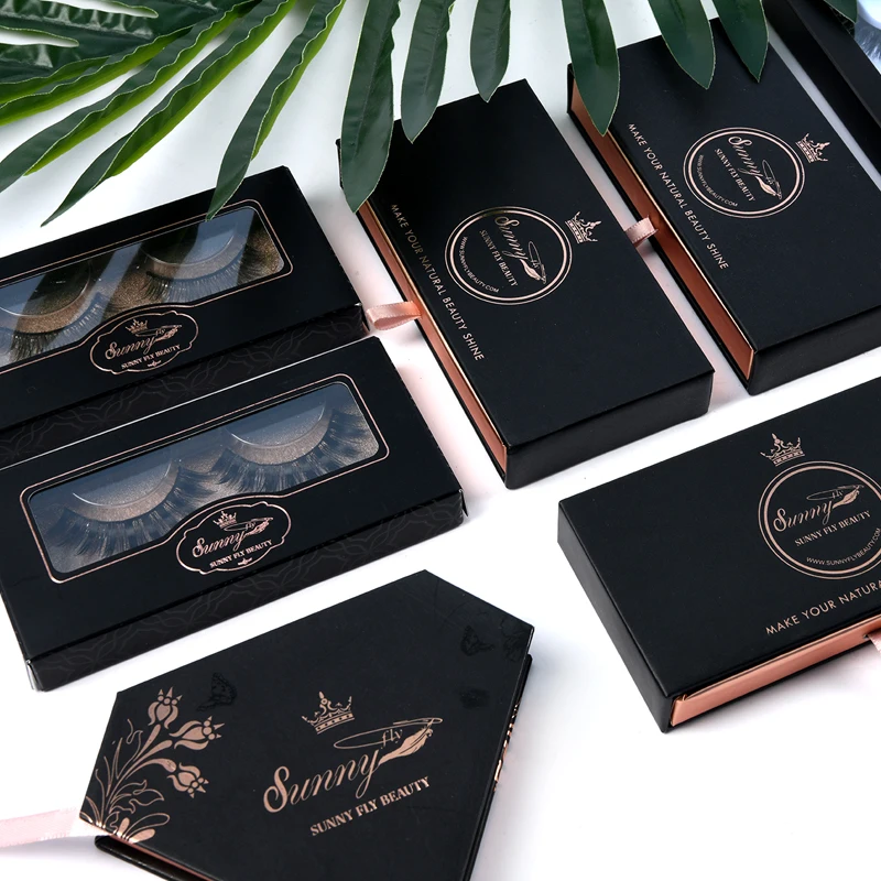 
Private label handmade 100% real tipped human hair strip fake eyelashes 