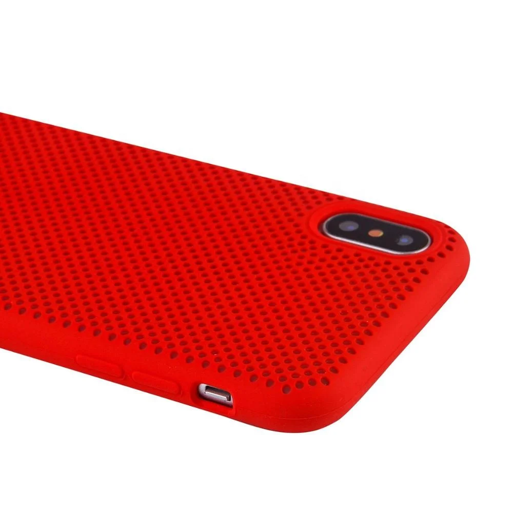 
For iPhone Xs Max Soft Slim Liquid Silicone Phone Case, Breathable Mesh Dot Holes Heat Dissipation Protective Back Cover Case 