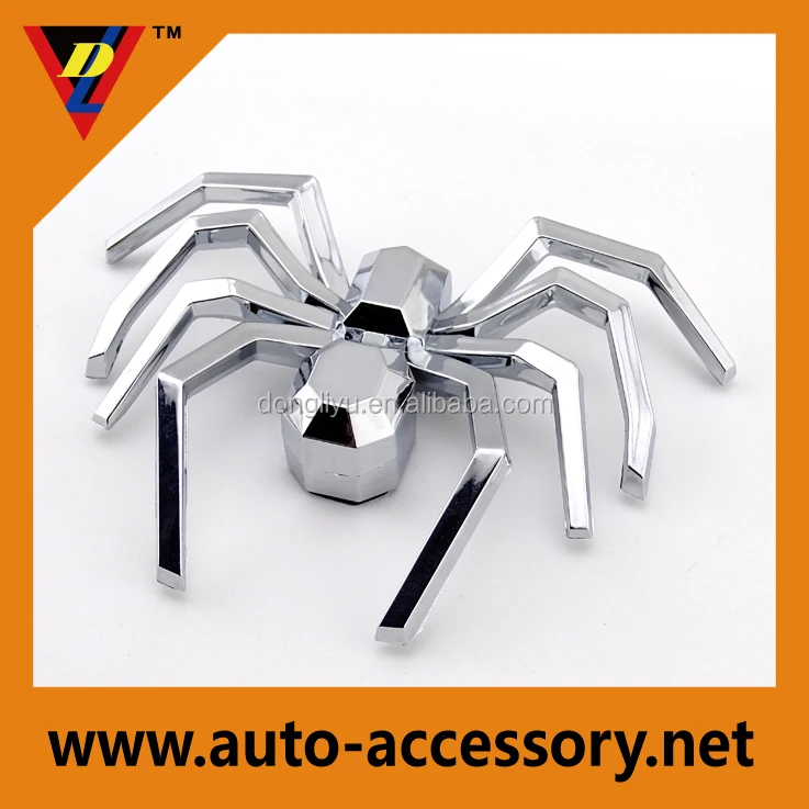 Custom car body decoration sticker chrome plastic spider badge