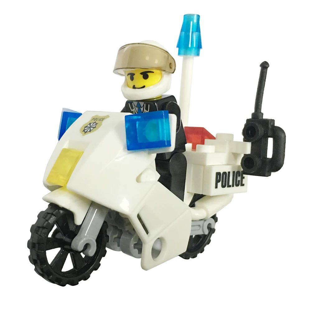 KAZI Blocks police motorcycle building blocks toys for children