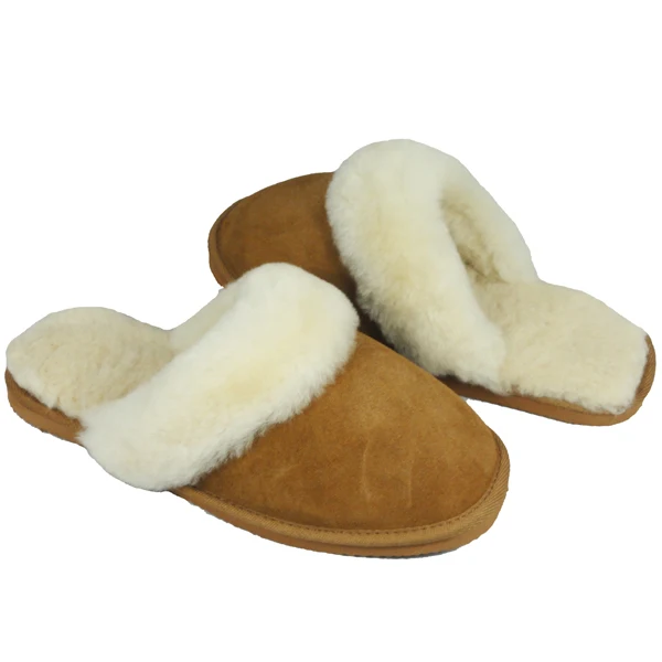 Customized manufacturer in poland indoor super thick premium sheepskin slippers with logo US