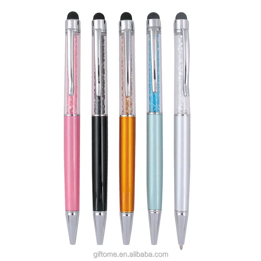 Many Colors Promotional Metal Crystal Ballpoint Pen Custom Logo Screen Crystal Stylus Pen In Stock