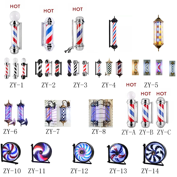wholesale black and white rotating led barber pole charm