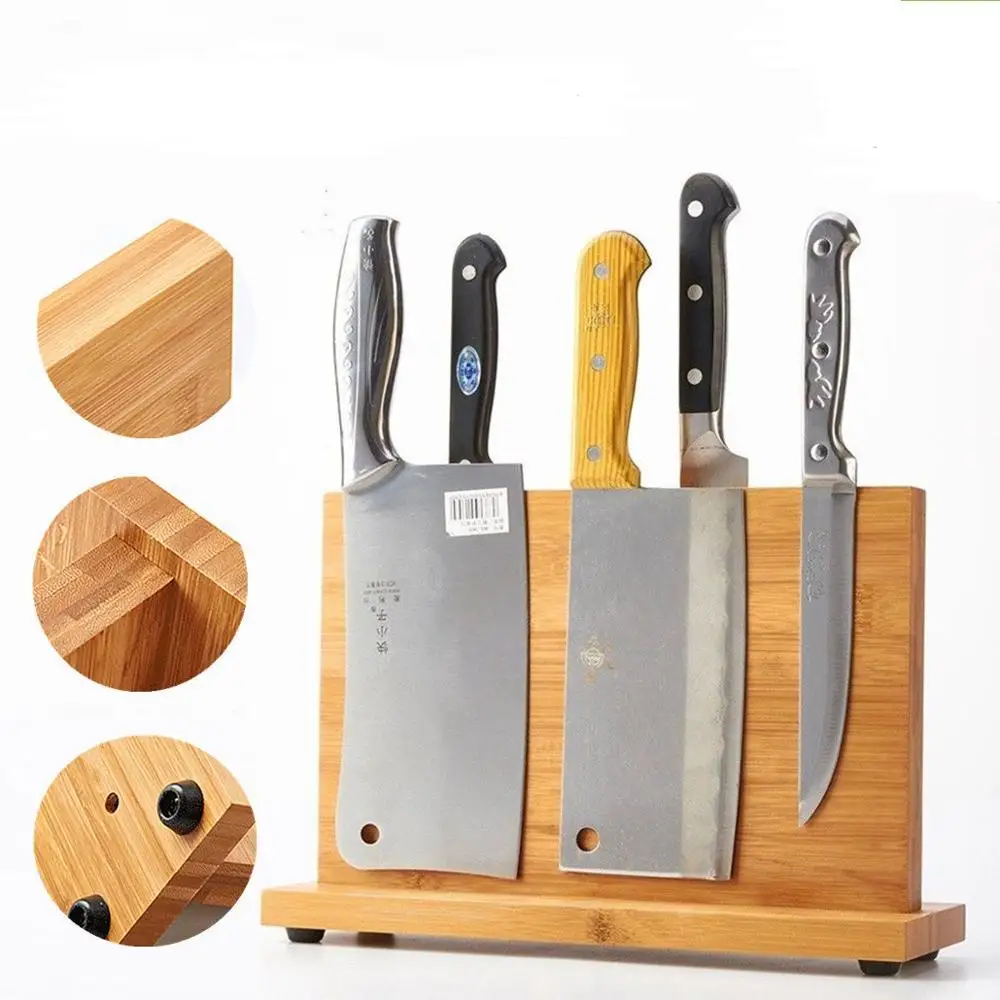 
Knife & Cutlery Storage Holder Bamboo Magnetic Knife block 