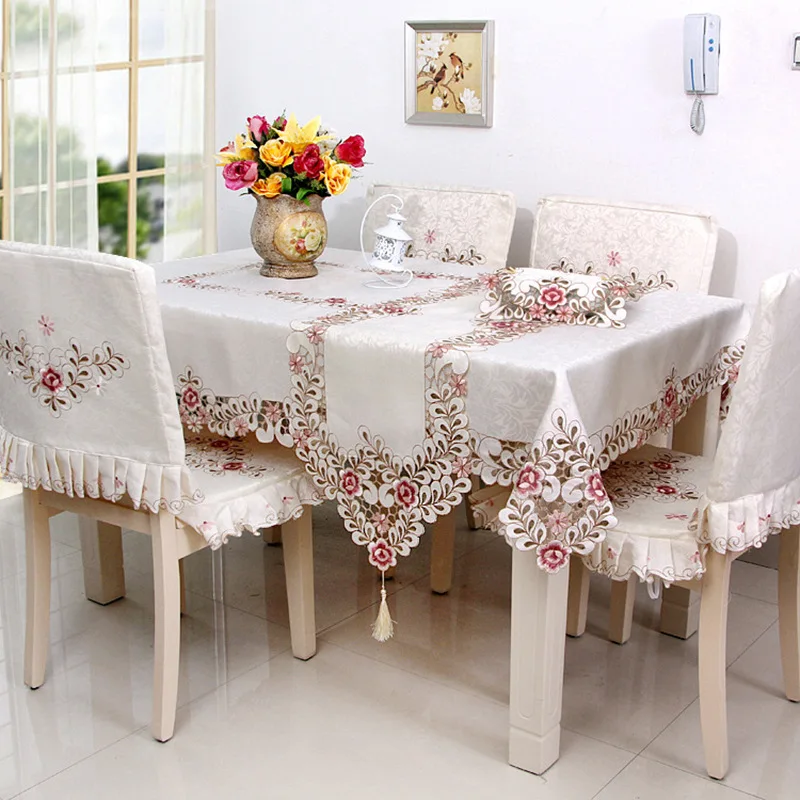
Cheap Cover Hand European Design Restaurant Wedding Office Polyester Round Square 3D Embroidery Table Cloth / Tablecloth 