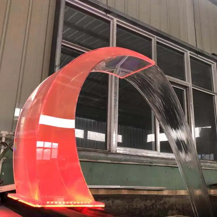 Acrylic pool fountains with colorful LED light swimming pool waterfall fountains