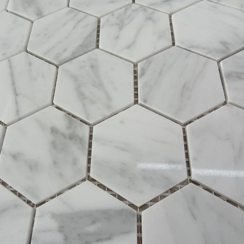 bianco carrara white stone mosaic on sale natural marble tile flooring tile interior background