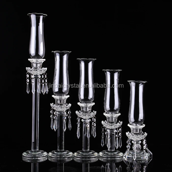 popular crystal single weeding candle holder glass candlesticks glass hurricanes