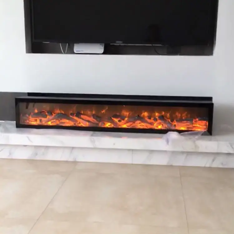 Большой электрический камин с галькой, 1800 мм