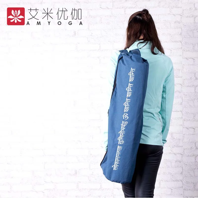 
black yoga mat bag cotton canvas private label zipper custom print 