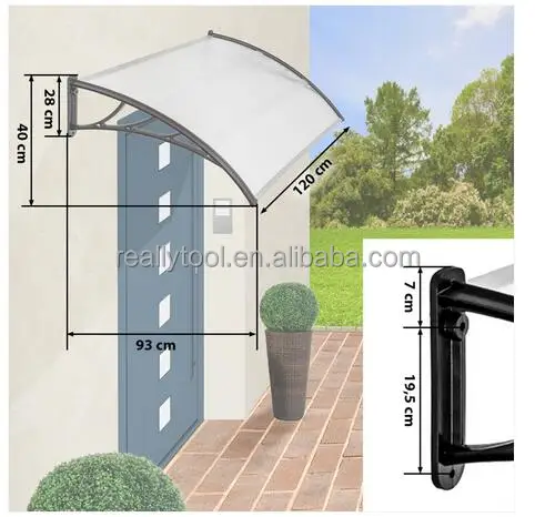 Black Door Canopy Awning Rain Shelter Front Back Porch Outdoor Shade Patio Roof