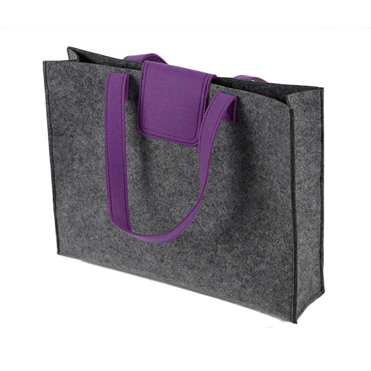 Eco-Friendly Grey Reusable Felt Grocery Shopping Handbag Tot Bag For Women Men