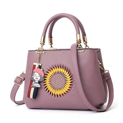 CB130 Guangzhou market bags handbag tote high quality PU leather with Sunflower