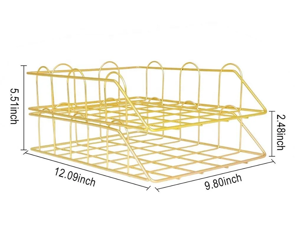 550-97DG новейший составной металлический золотой Настольный органайзер, лоток, корзина для хранения писем