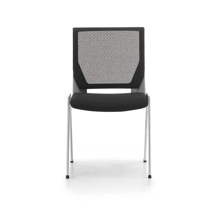 Inserted Dupont Elastic Band Modern Plastic Chair With Ventilated Mesh Back