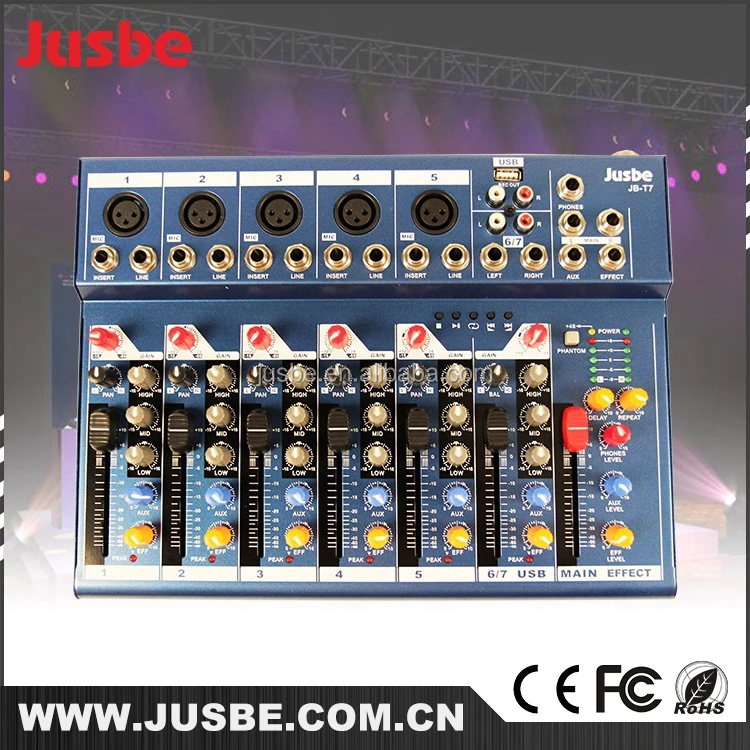 
Jusbe 12v 7 channel mixer audio dsp professional digital audio mixer studio master audio mini mixer 