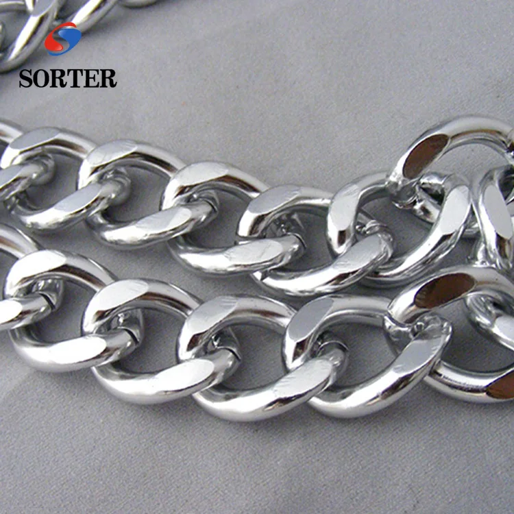 newest aluminum clothing 15 mm curb decorative metal chain