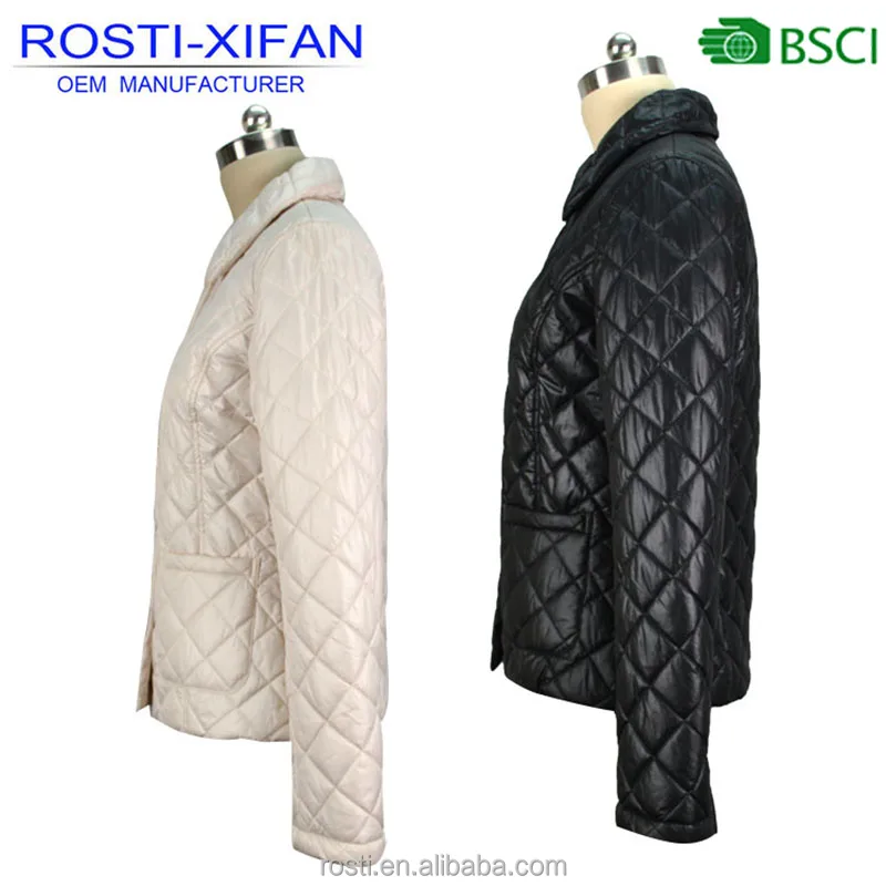 
Fashion Lady Short Spring Quilted Diamond Bomber Jacket 