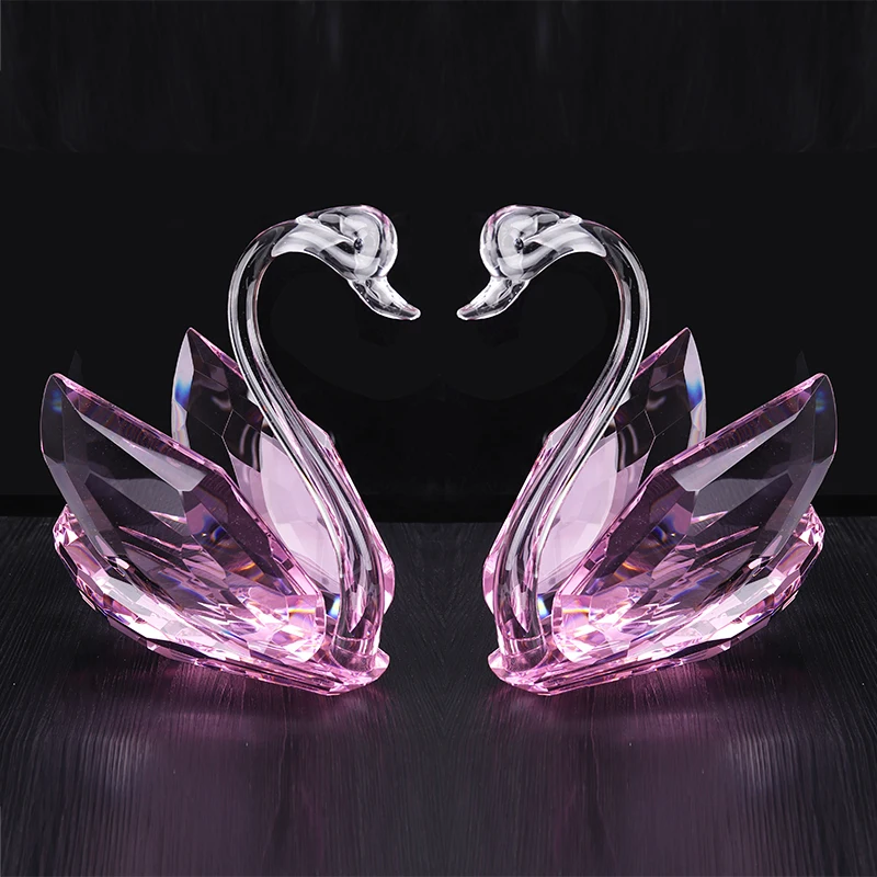 2021 new design super size pink crystal swan for wedding decoration