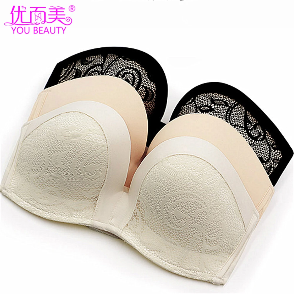 Ladies backless seamless silicone breast bras and pants