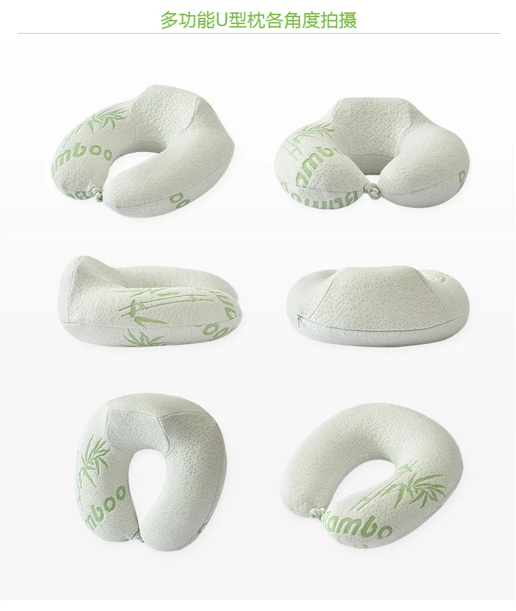 Wholesale Factory Price U Shape Bamboo Fabric Neck Pillow Memory Foam Travel Neck Pillow