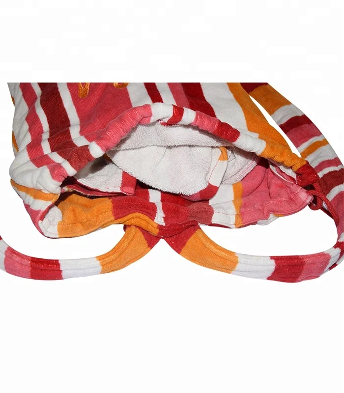 Drawstring Ladies Foldable Stripe beach towel backpack