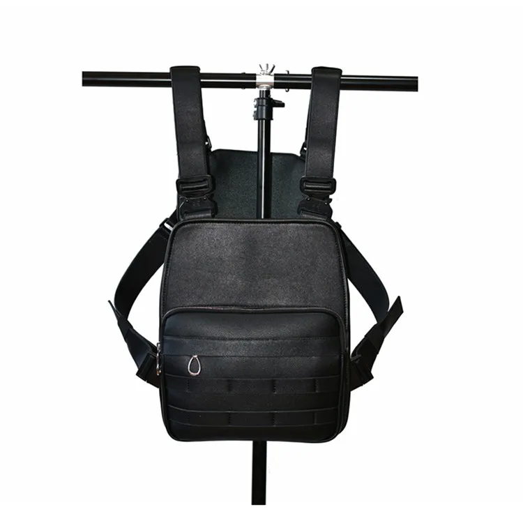 Luxury Military PU Leather Chest Rig Tactical Vest with Metal Buckle