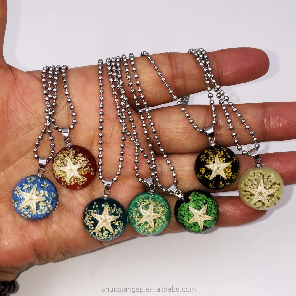 Wholesale new design stainless steel resin starfish pendant necklace provide custom