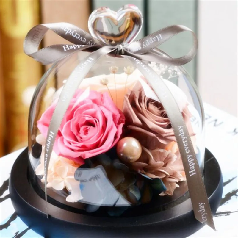 Preserved rose in glass dome with preserved flowers rose in glass globe ball wholesale