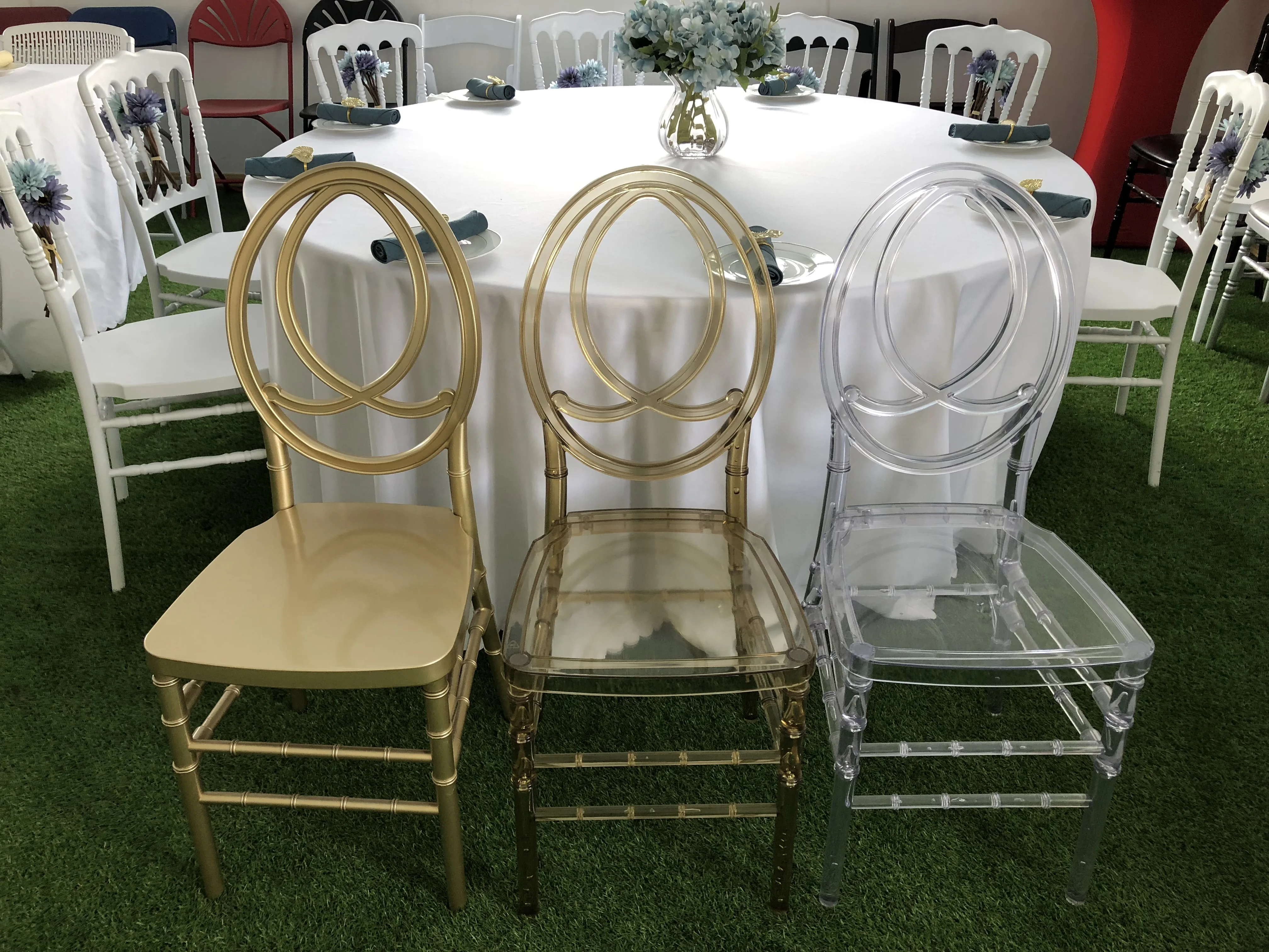 
wholesale Black Plastic resin round back phoenix event wedding chairs 