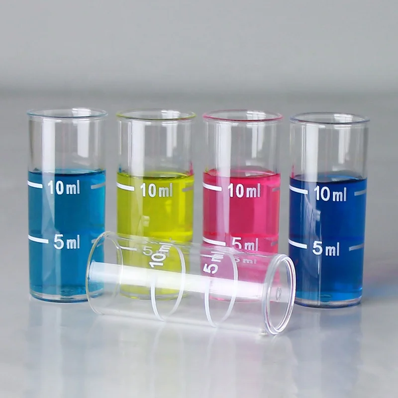 liquid measuring transparent 10ml plastic glass beaker cup/Laboratory Measuring cup/