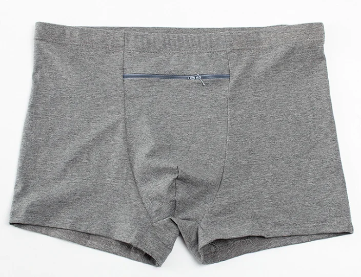 China men underwear with pocket manufacture 100% bamboo pure soft secret pocket underwear mens zipped pocket boxer plus size