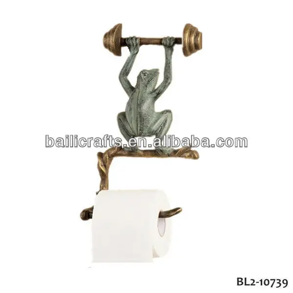 
Durable using low price metal home decor cast iron animal frog toilet paper holder 