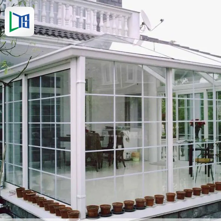 Outdoor White Color European Veranda with Aluminium Roof Customized Aluminum Sun Room Winter Garden Glass House