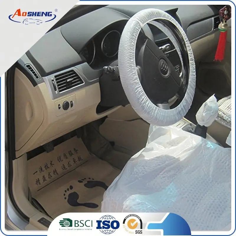 disposable auto repair plastic car seat steering wheel cover 14 inch gear shift cover