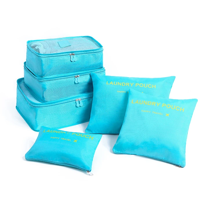 Wholesale Portable 6pcs Packing Clothes Underwear Cubes Shoes Travel Luggage Organizer Bag Set Travel Storage Bag