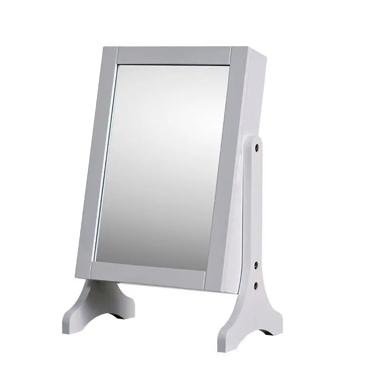 Pure White Mirrored Furniture Table Top Jewelry Cabinet