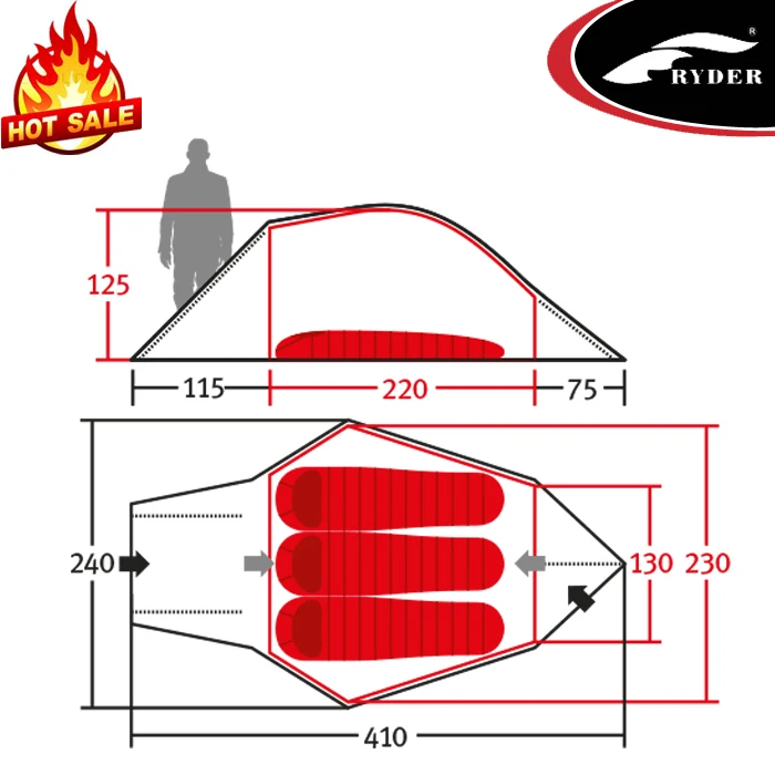 Private Label Top Brands Novelty Portable 3 Season 3 Person Waterproof Traveling Family Extended Geodesic Mountain Tent