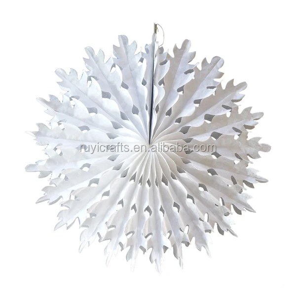 3D White Honeycomb Handmade Christmas Hanging Decoration Tissue Paper Snowflakes