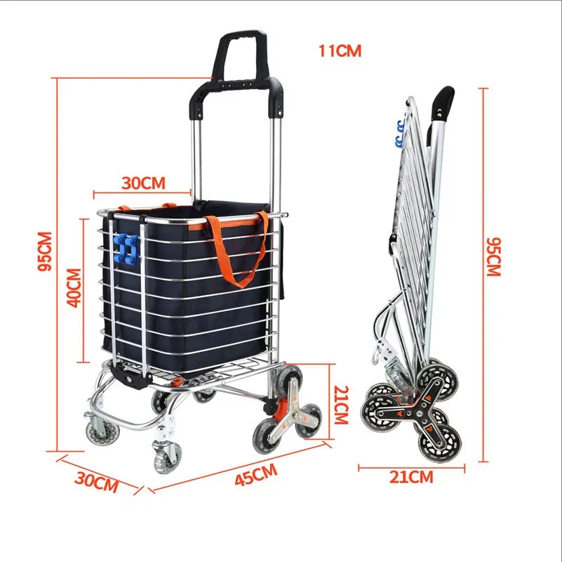 Aluminium Alloy Material and Three 4' Wheels Combined Caster Size Shopping Trolley Bag