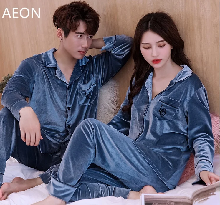 Hot Sale Pyjama Couple Satin Cotton Modal Fabric 2pc Sleepwear Set Lounge wear