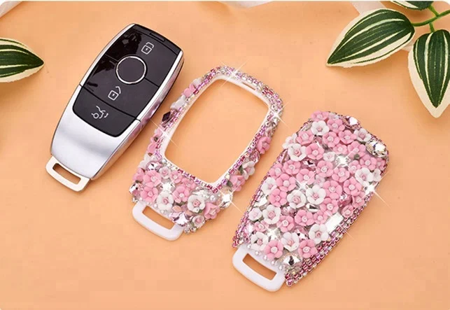 Women Ceramic carving PC Car Key Holder For New E Klasse W213 S213 GLE Cover with strap