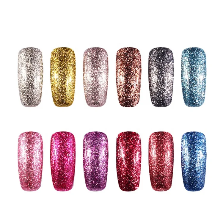 OEM customized logo free sample UV LED nail gel glitter gel polish for nail art