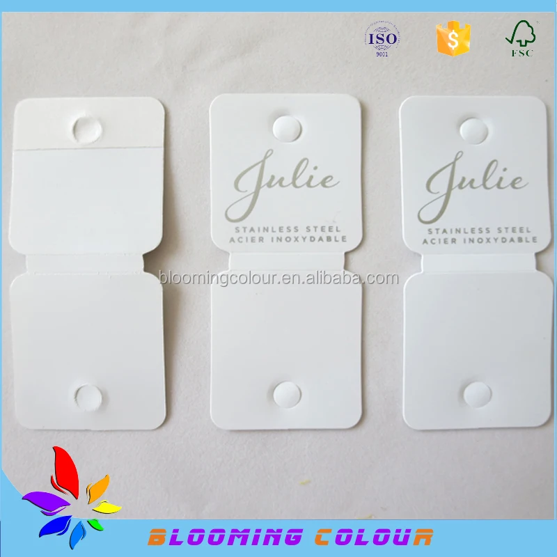 Qingdao factory sale plastic folded jewelry tag/custom printed PVC earring tag