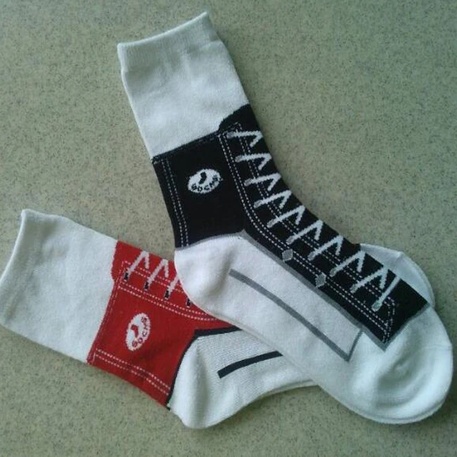 Make Your Own Design Women Cotton Shoes Sneaker Socks, Novelty Socks Shoe Lace Style Ladies Sneaker Socks