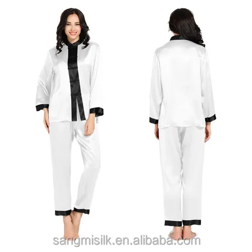 exotic knot silk pajama set for women professional silk garments manufacturer in China 100% mulberry silk