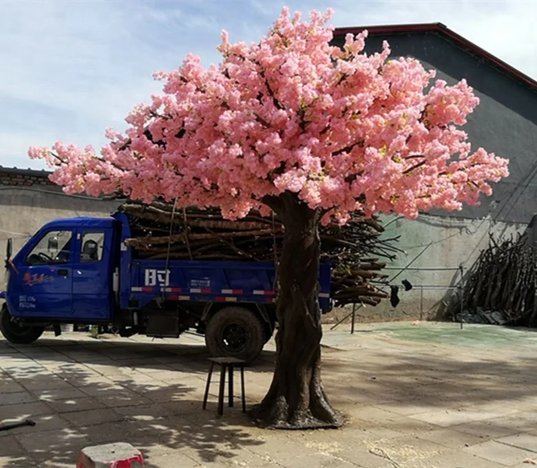 Fiberglass and iron trunk artificial silk flower cherry blossom tree manufacturer