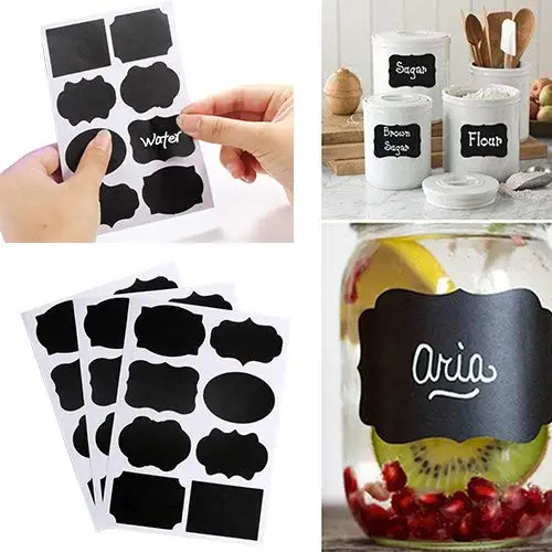Chalkboard Labels, Premium Reusable Chalkboard Stickers with 2 Chalk Marker to Decorate Your Pantry Storage & Office