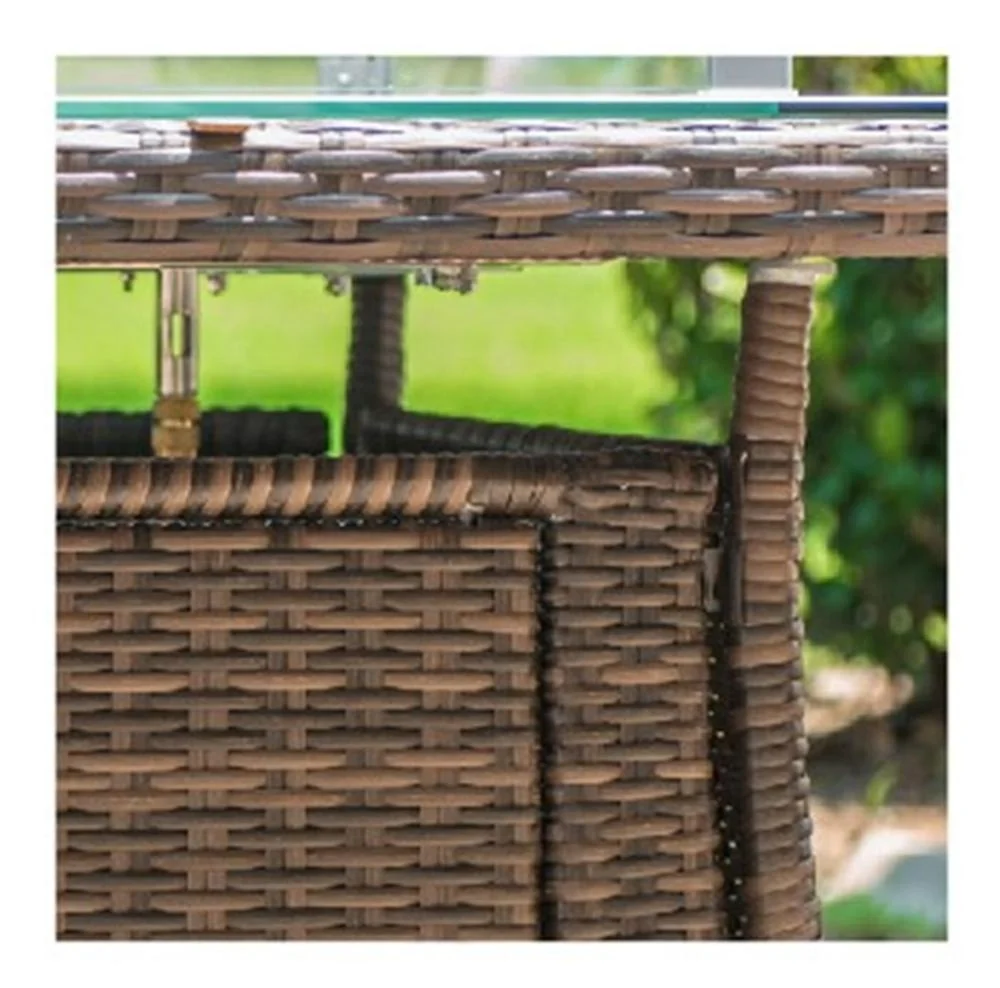 2020 Morden Living Hot Sells Modern Outdoor Rattan Furniture Gas Fire Pit Dining Sofa Set